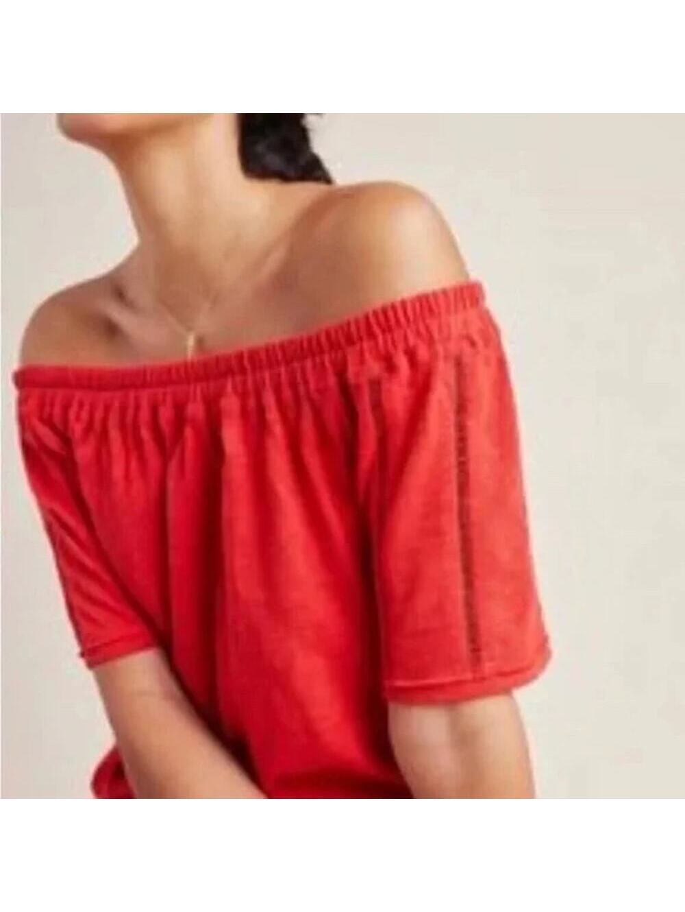 Anthropologie Saturday Sunday EUC Women's Felicia Red Off the Shoulder Top XS